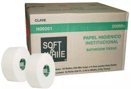 higiénico jumbo jurior soft and white de 200 metros